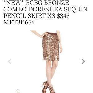 BCBGMaxAzria Bronze Sequin Midi Skirt